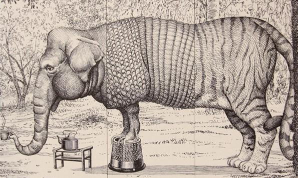 Illustrations extraites du Bestiaire universel du professeur Revillod de Javier Saez Castan et Miguel Murugarren © Fondo de Cultura Economica 2003